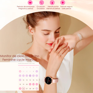 Smartwatch QS80 con chiamate BT, notifiche push. Monitor sportivo e di salute. Cinturino in metallo.