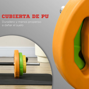 Barra de Pesas Set de Musculación con 6 Discos de Pesos 1,5kg 2,5kg 5 kg Intercambiables para Entrenamiento Fuerza y Brazos en Gimnasio Doméstico 130x28x28 cm Multicolor