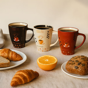 Lot de 6 mugs 25cl en grès aux couleurs assorties NOVA