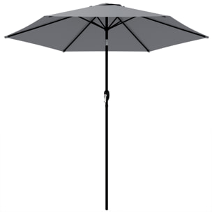 Parasol inclinable manivelle dia. 196 cm métal gris
