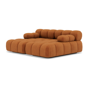 Ruby - canapé droit 4 places avec double méridienne - assise profonde - en velours texturé - Terracotta