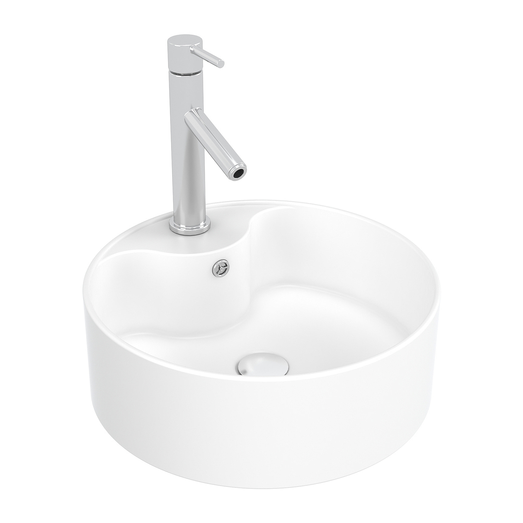 Vasque à poser ronde - Céramique blanche - Diamètre 41 cm - ROLL ON