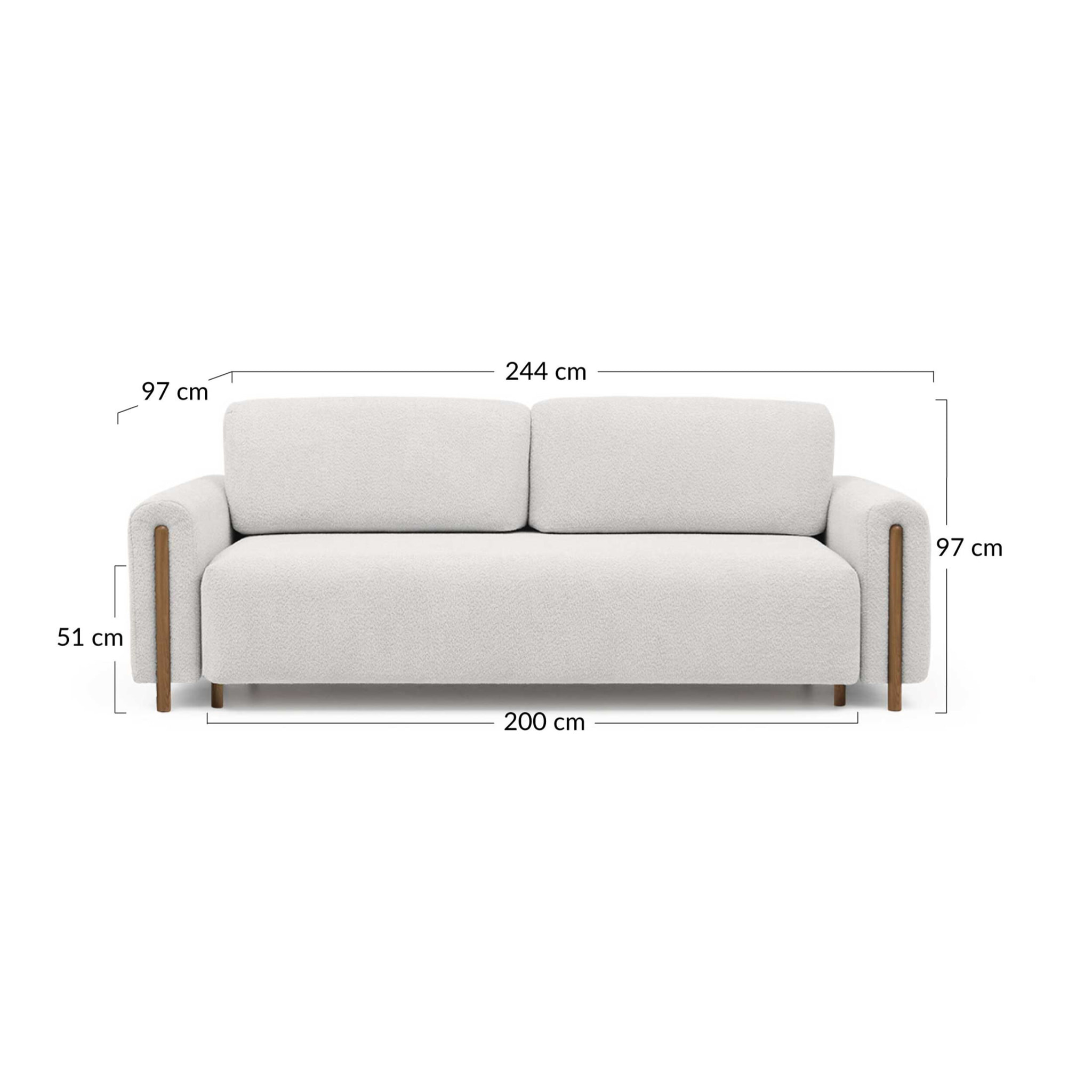 Glendale - canapé droit 3 places - convertible avec coffre - en tissu bouclette - Beige