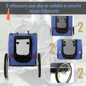 Remorque vélo pour chien animaux pliable barre attelage inclus