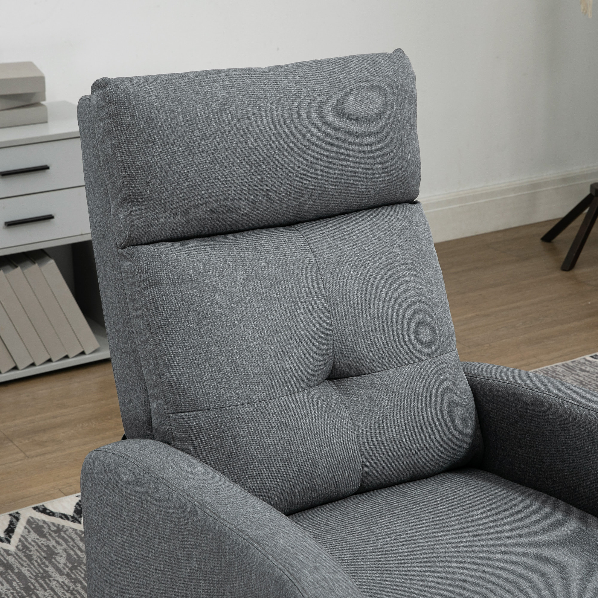 Sillón Relax Reclinable hasta 155° Sofá Reclinable Manual Tapizado en Tela Carga 150 kg para Personas de Menos de 195 cm de Altura Gris