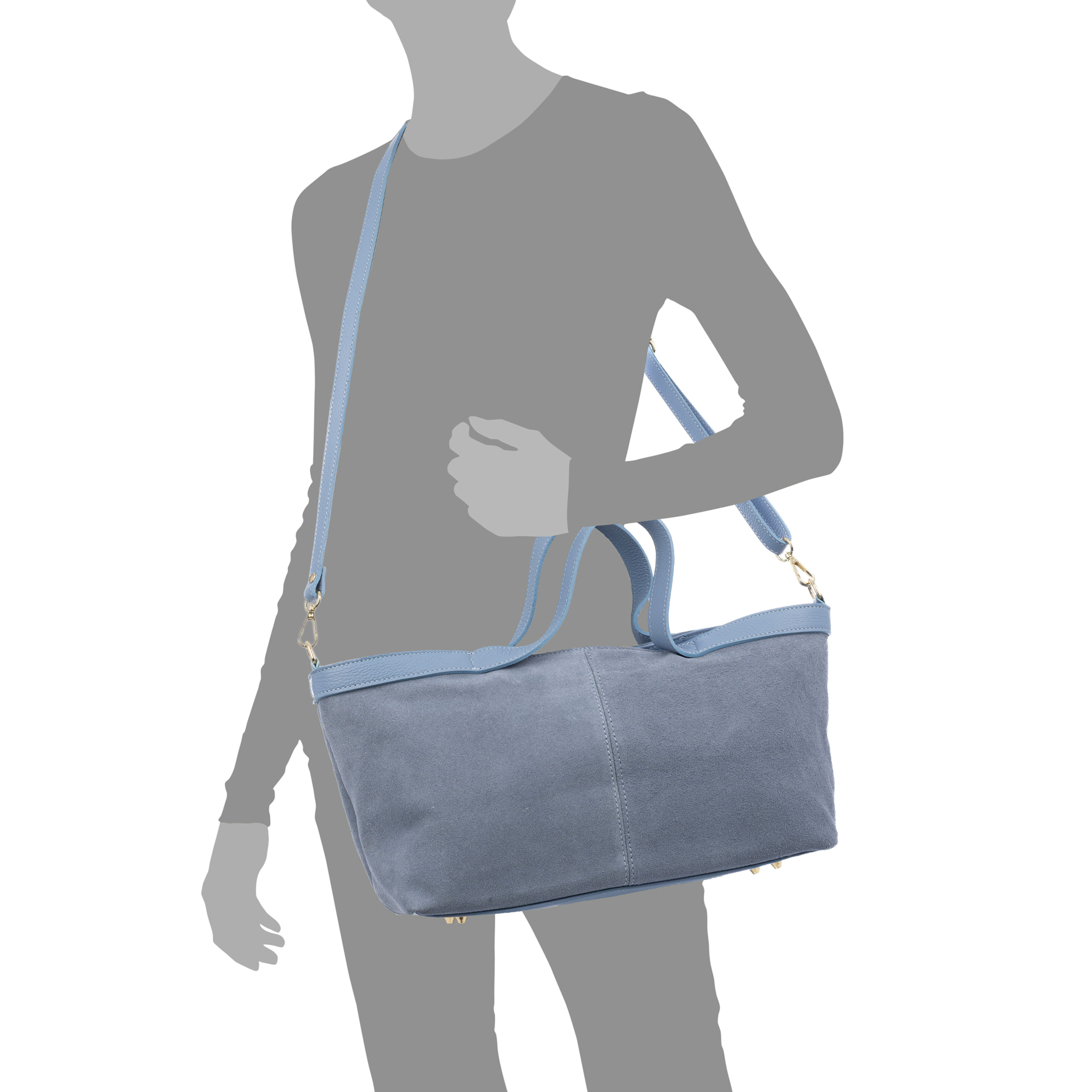 Bassignana Bolso Tote Mujer. Piel auténtica Gamuza con detalles Dollaro.