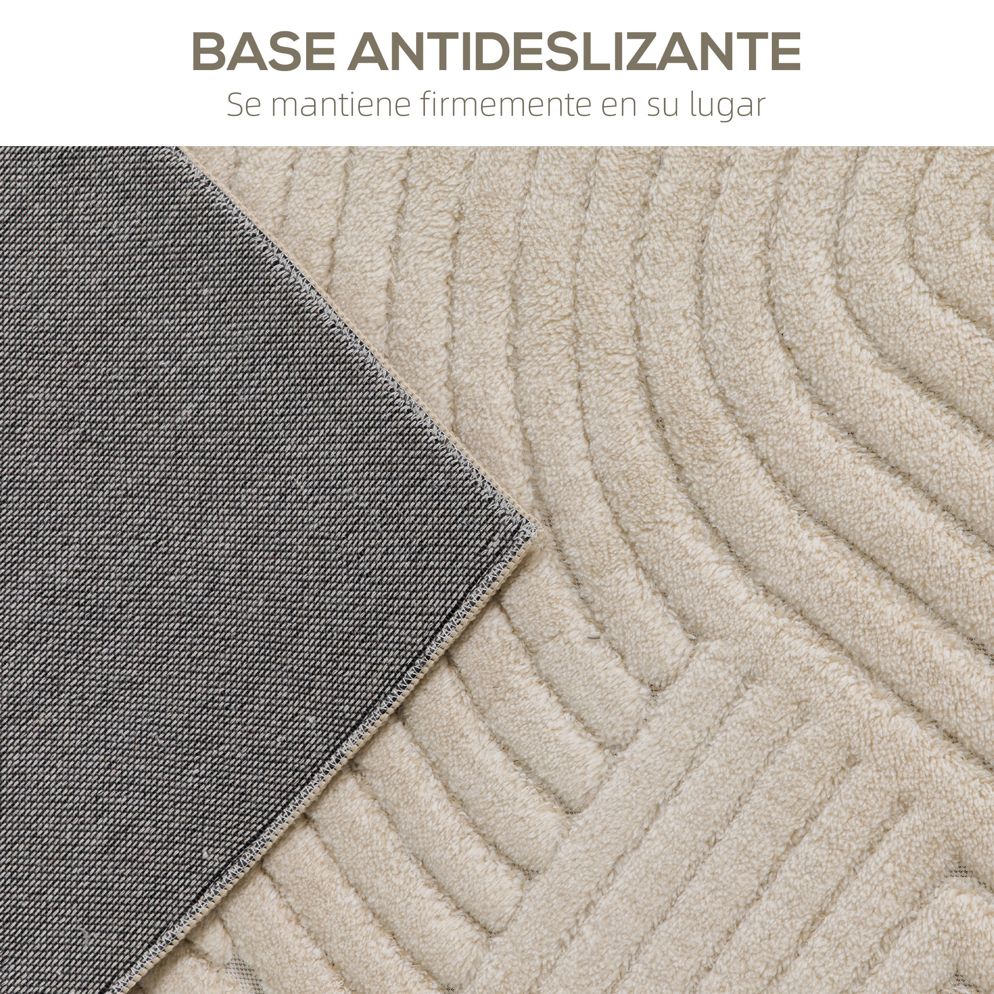 Alfombra Salón 230x160 cm Alfombra Pelo Corto Estilo Moderno Base Antideslizante Tejida a Máquina Tapete para Sala de Estar Dormitorio Comedor Crema