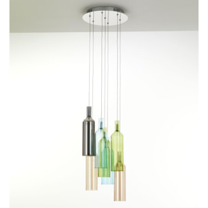 TOMASUCCI Lampadario 7 luci ''BOTTLES'' Multicolore