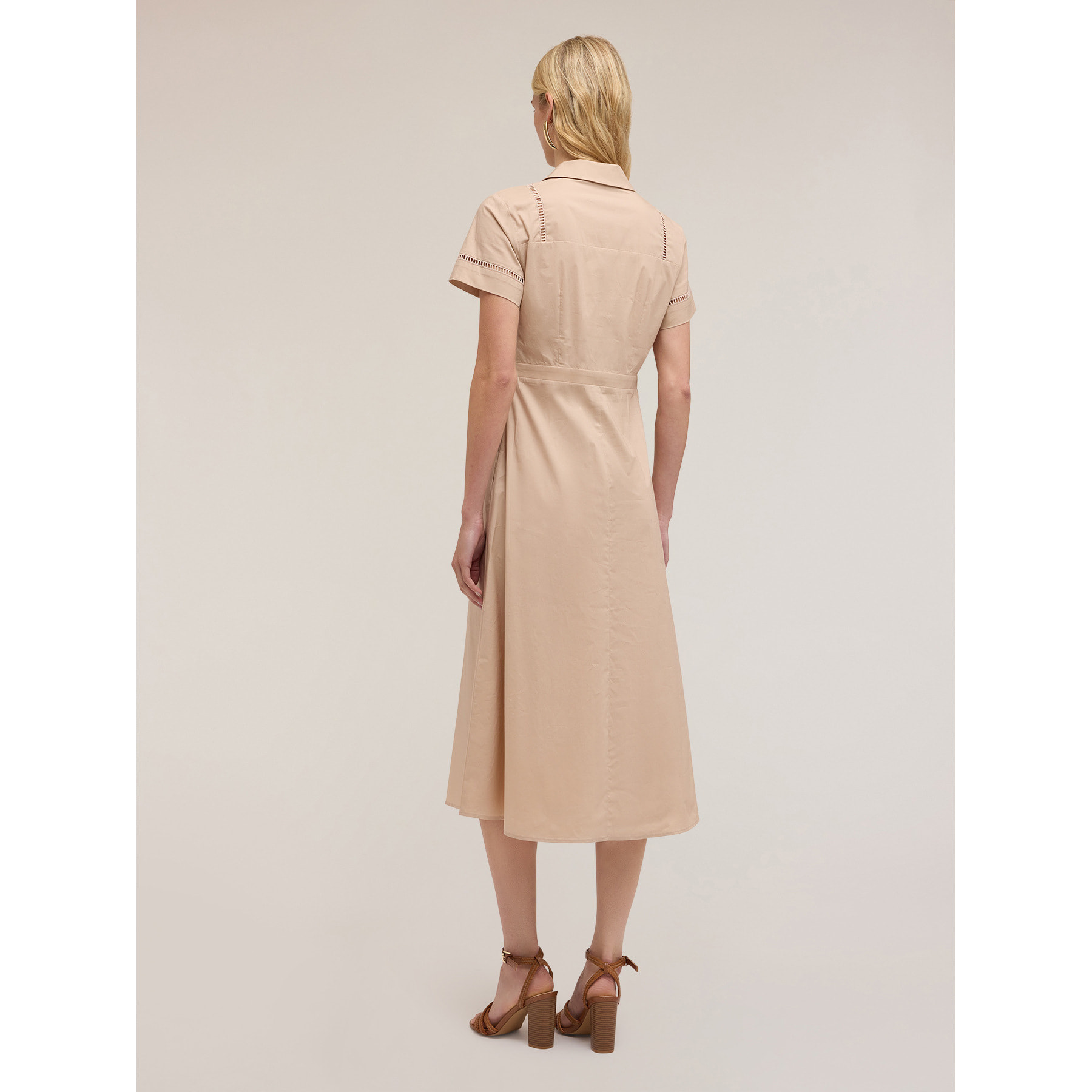 Motivi - Vestido camisero con ajouré - Beige