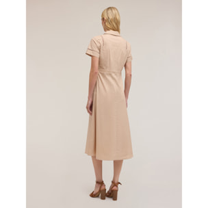 Motivi - Vestido camisero con ajouré - Beige