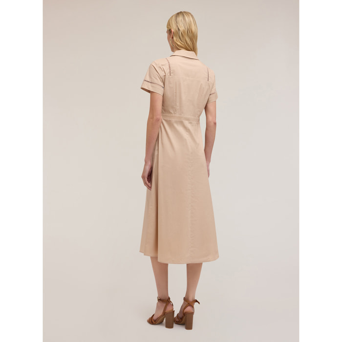 Motivi - Vestido camisero con ajouré - Beige