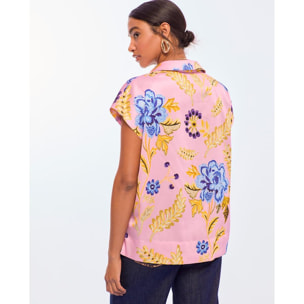 Blusa a collo alto con stampa floreale