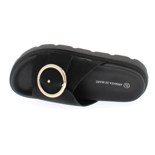 Armata di Mare Scarpe Donna Ciabatte con Fibbia in Metallo AMD S51H01 Black