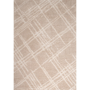 Oslo - tapis de salon à poils longs à motifs linéaires beige