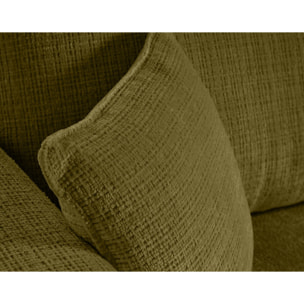 Miro - canapé d'angle réversible - 4 places - convertible avec coffre - en velours texturé - Vert Olive