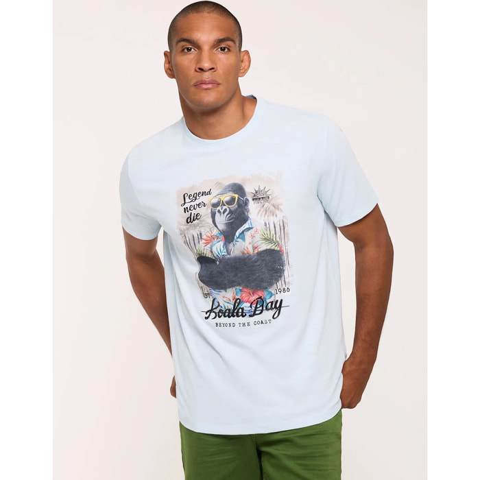 Camiseta Manga Corta Azul Claro - Gorileng