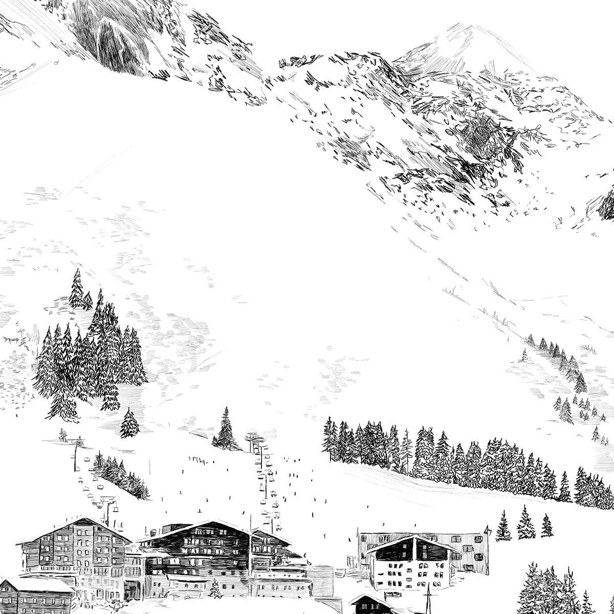Papier peint au pied des pistes Intissé