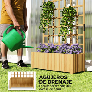 Jardinera con Enrejado de Madera, Jardinera Exterior Grande para Plantas Trepadoras, con Ofricios de Drenaje, Macetero Elevado para Jardín, Patio, Terraza, 90x30x180 cm, Natural