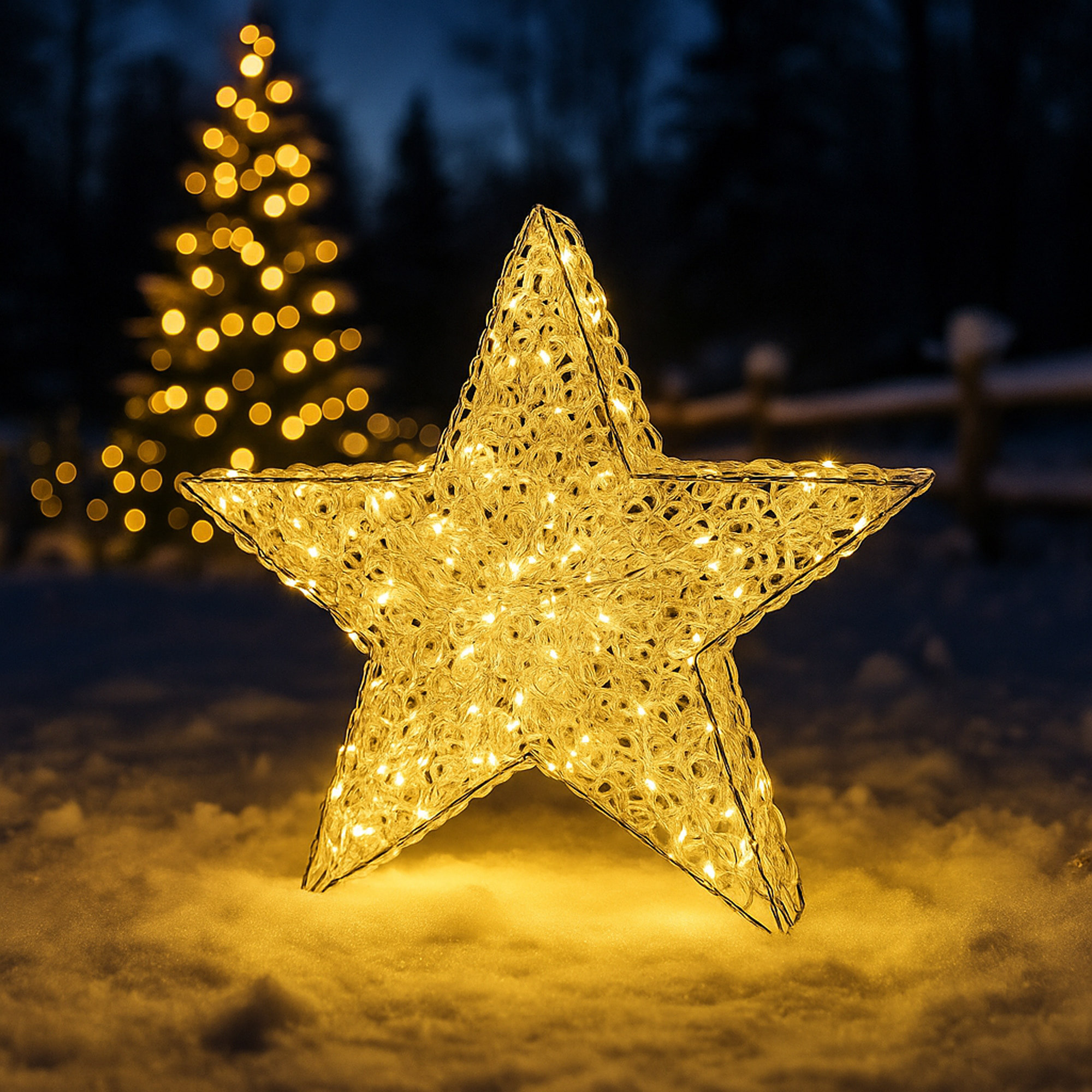 estrella de aluminio luminosa con 200 micro led 60x16x57cm