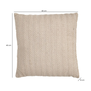 Lot de 2 coussins 40 x 40 cm en coton brodés beige - PLUME