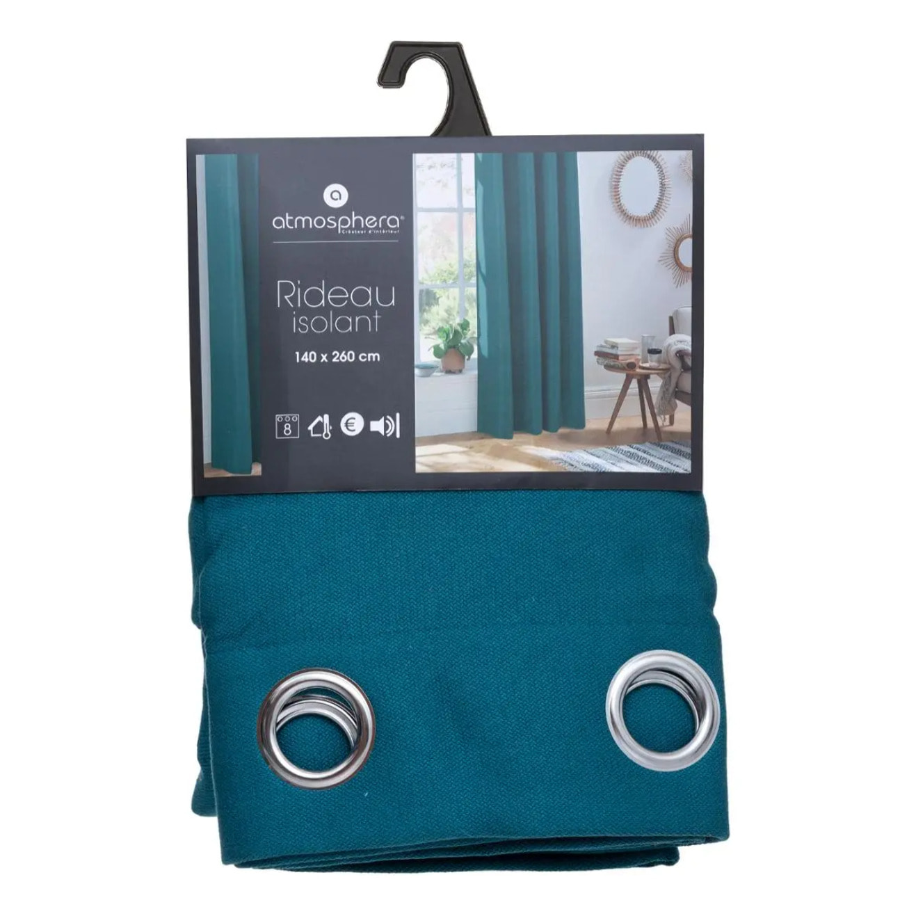 Rideau isolant "Isa" bleu canard 140x260cm
