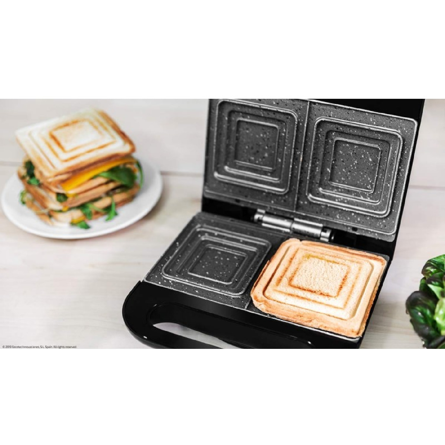 Cecotec Sandwichera Rock'nToast Sandwich Squared. 750 W Capacidad 2 Sándwiches A