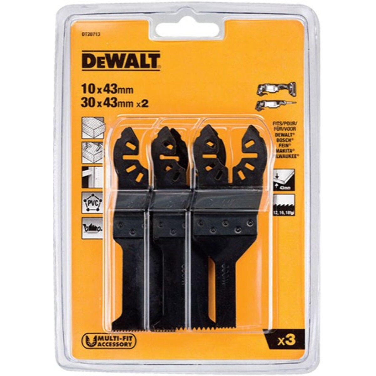 Blister 3 lames pour multi-cutter - DEWALT - DT20713-QZ