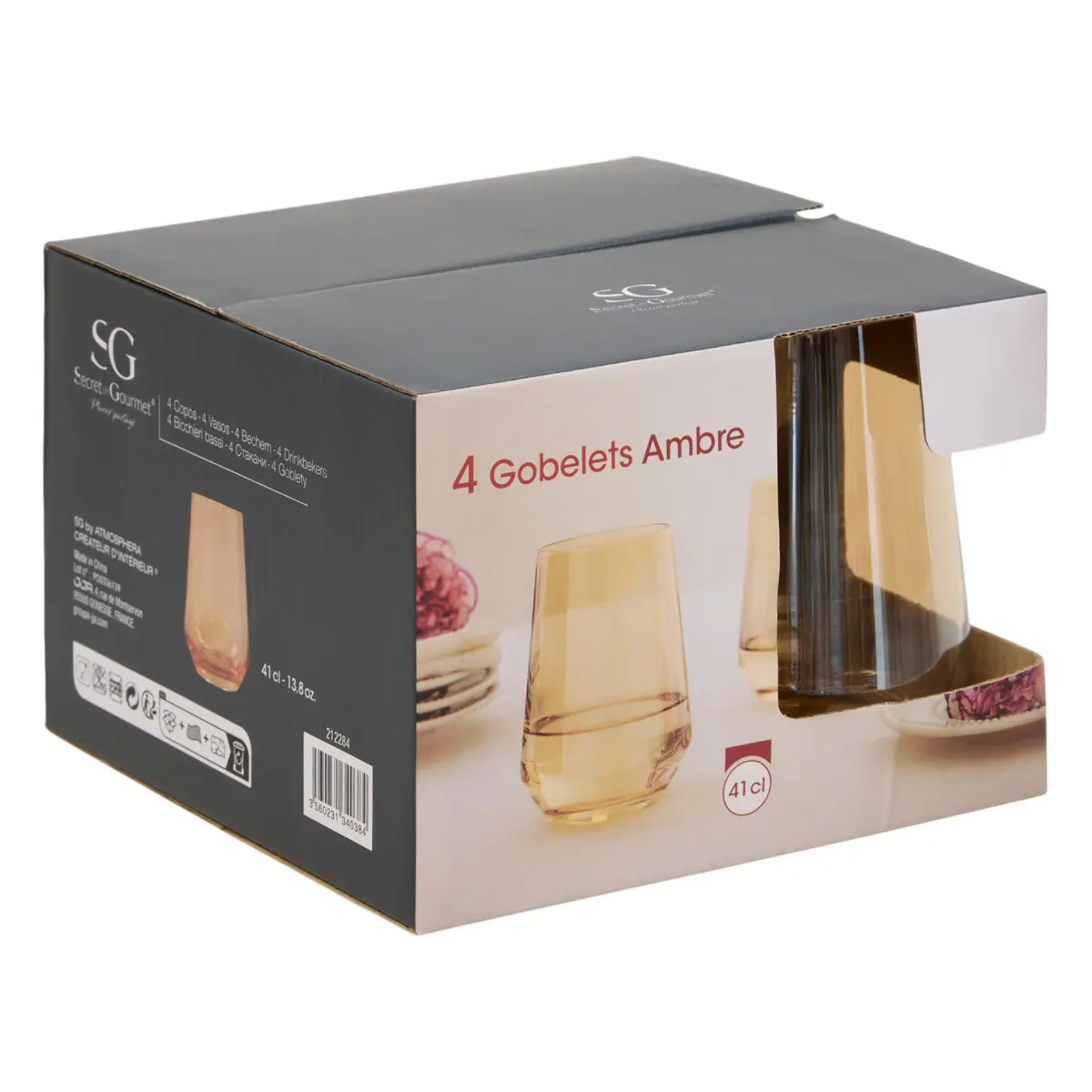Lot de 4 gobelets Ambre 41cl