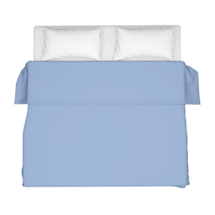 LENZUOLO SOPRA LETTO MATRIMONIALE AZZURRO 100% COTONE