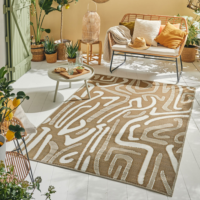 CAPRI - Tapis d'extérieur à motif abstrait - Beige