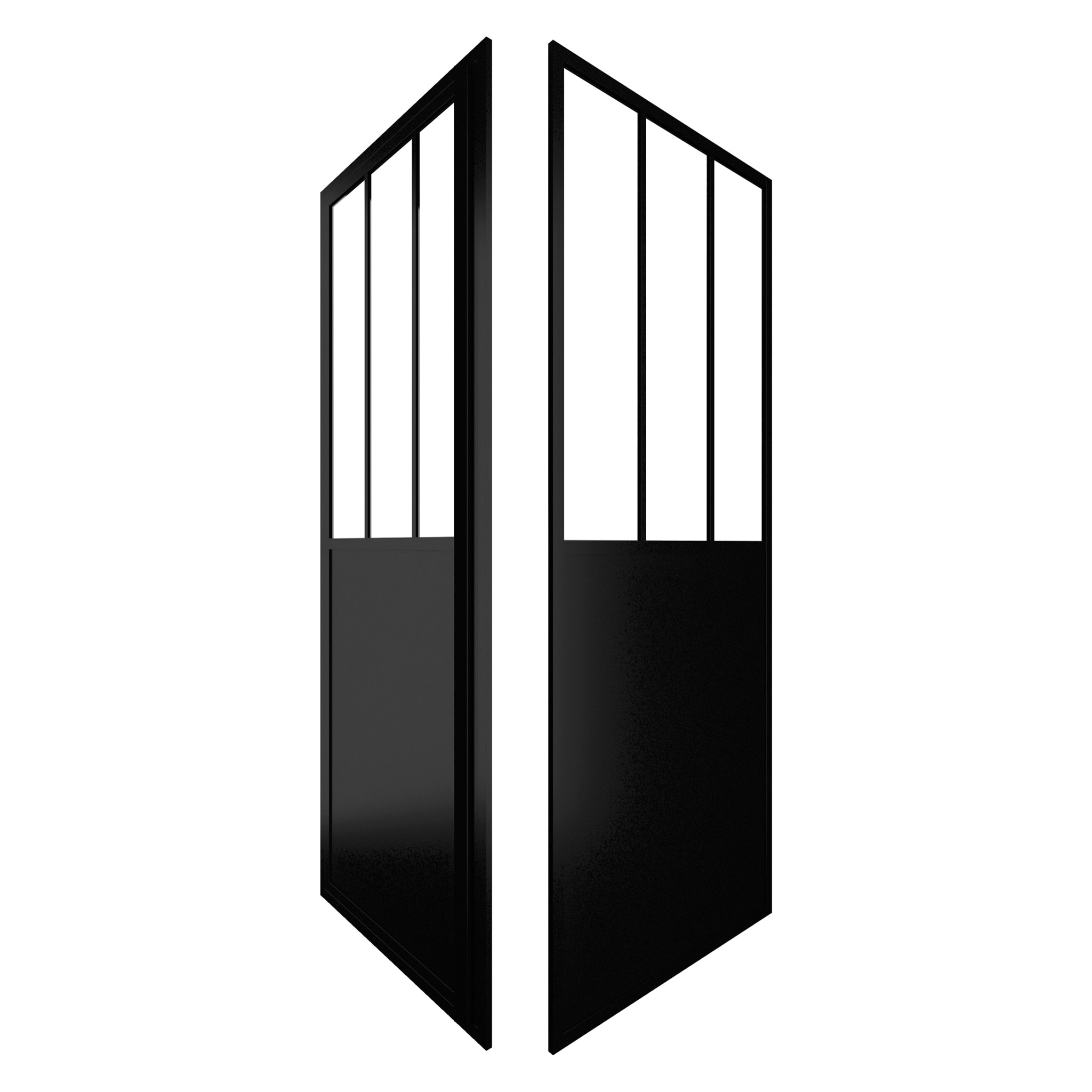 Porte de douche pivotante + paroi retour atelier - 90x200cm PROFILE NOIR MAT - verre 5mm