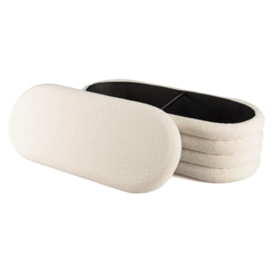 LEOPOLD - Banquette en tissu bouclette écru avec rangement