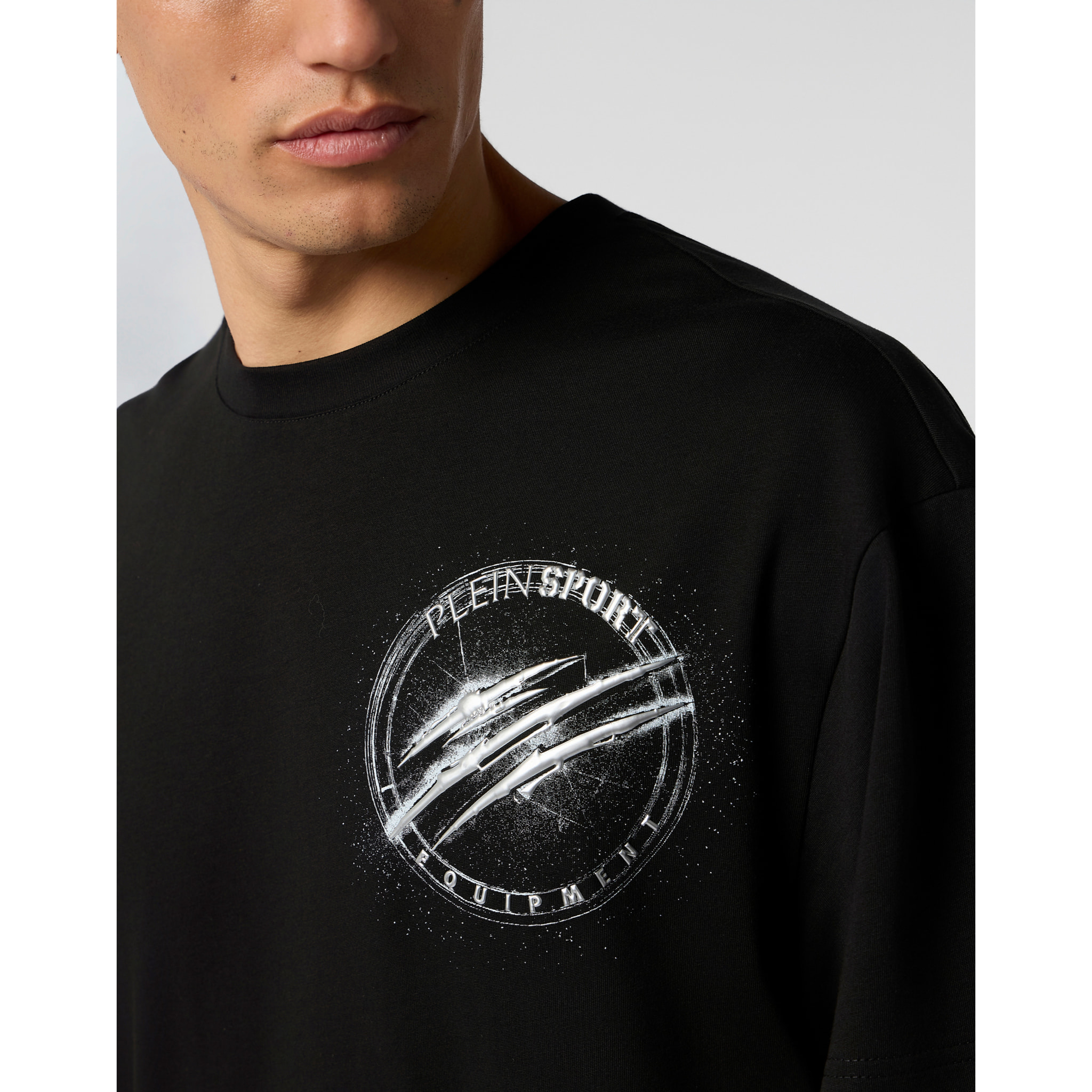 PLEIN SPORT Round Neck T-Shirt Chrome Scratch Edition