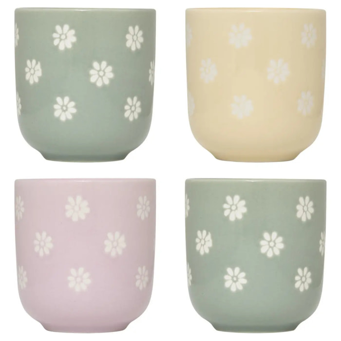 Coffret 4 tasses à café Margot motif fleuri