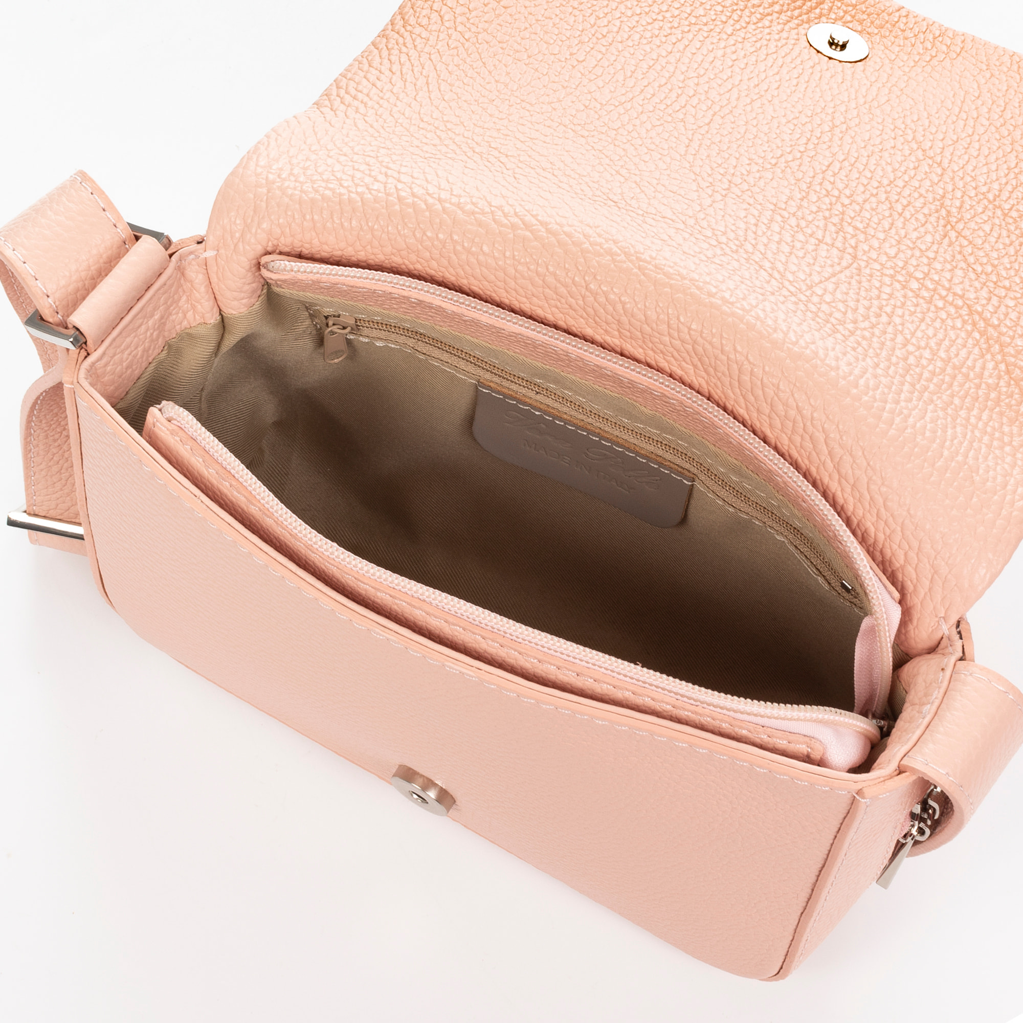 Borsa a tracolla Argentera donna. Vera pelle Dollaro con cuciture a disegno geometrico.