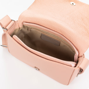 Borsa a tracolla Argentera donna. Vera pelle Dollaro con cuciture a disegno geometrico.