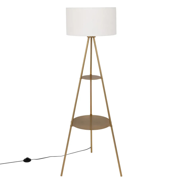 Lampadaire trépied "Arthus" doré H163cm