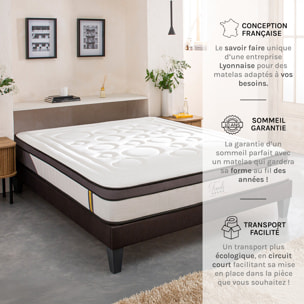 Ensemble Matelas Tivoli & Sommier KIT15, 25 cm, Mémoire de Forme et Mousse Supersoft, technologie Tri-Lattes, Soutien Ferme