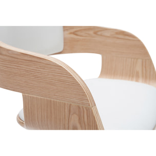 Tabouret de bar design réglable blanc et bois clair EUSTACHE