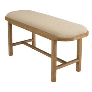 AMY - Banc 1 place avec coussin beige en bois de mindi et rotin