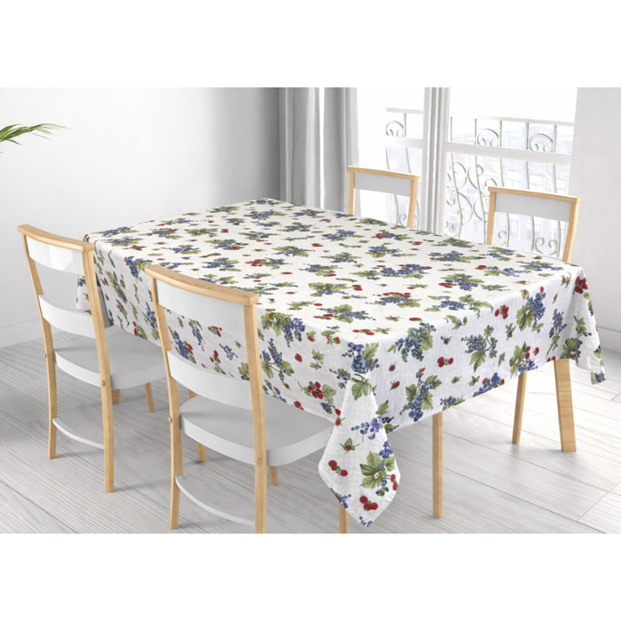 Tovaglia 100% Cotone Made in Italy per Cucina e Tavola Pratica Uso Quotidiano Disegno Frutti di Bosco RP