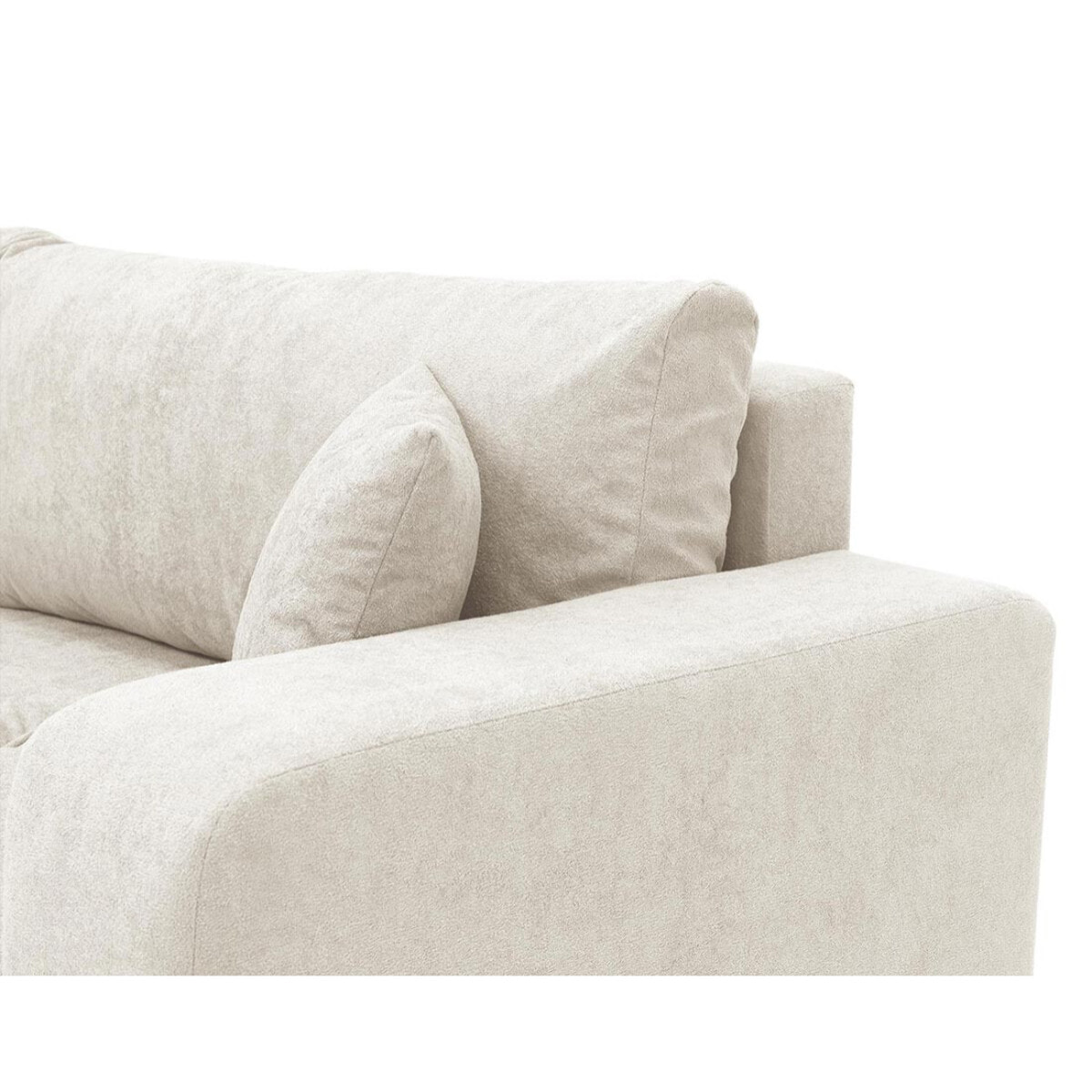 Nicole - Canapé droit 3 places convertible avec coffre en tissu - Beige