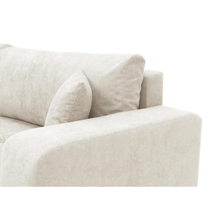 Nicole - Canapé droit 3 places convertible avec coffre en tissu - Beige