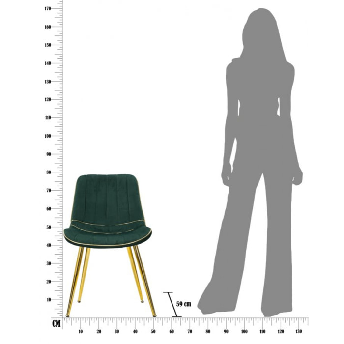 SEDIA PARIS VERDE/GOLD SET 2 PZ CM 51X59X79