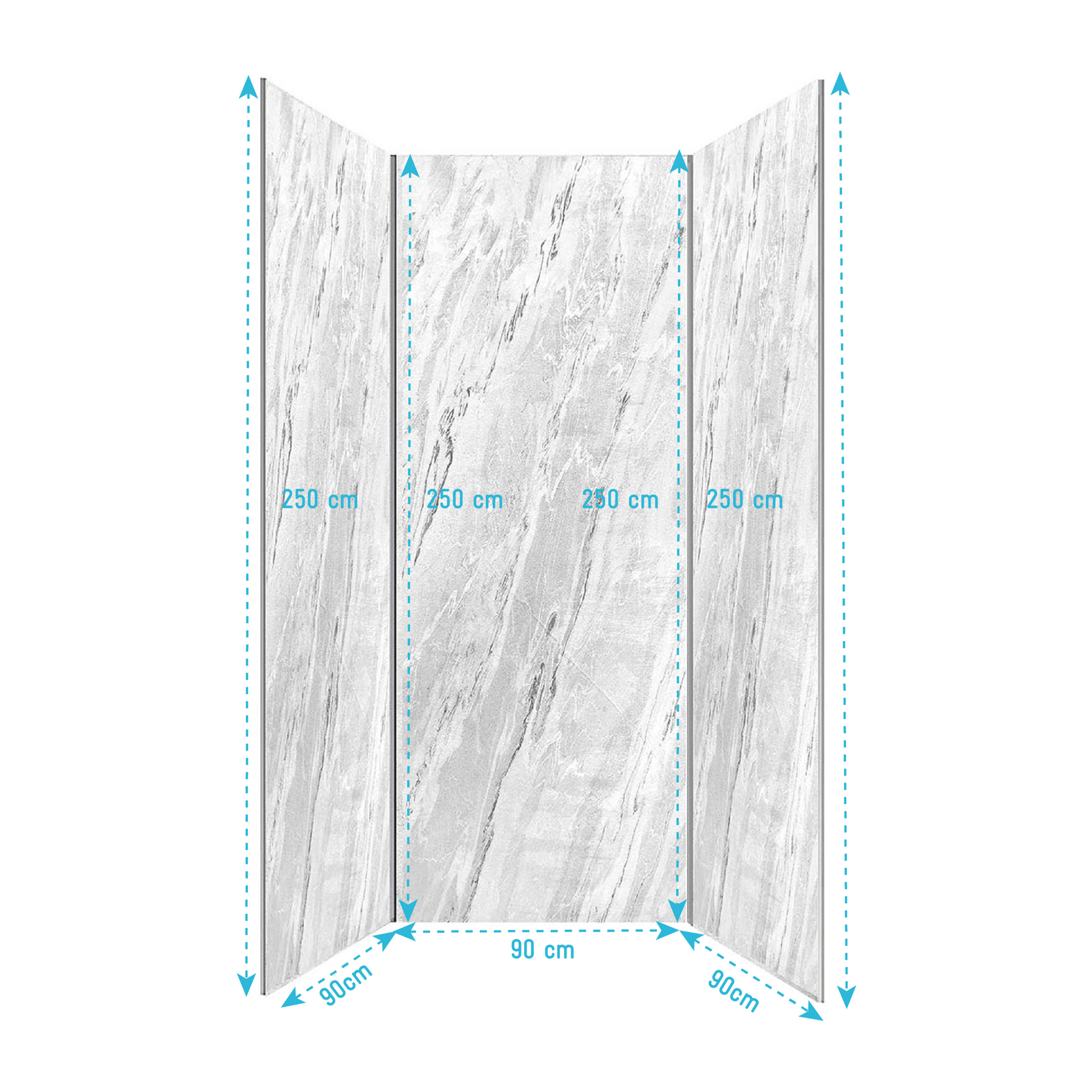Pack 3 Panneaux Muraux Pierre Artic Storm 90x250 cm + Profilés Chrome - STONE'IT