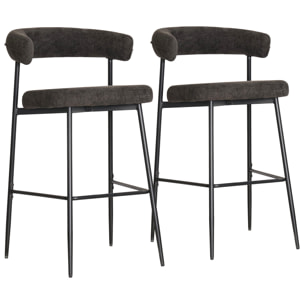 Lot de 2 tabourets de bar en tissu gris THEA