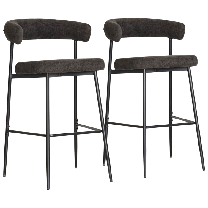 Lot de 2 tabourets de bar en tissu gris THEA