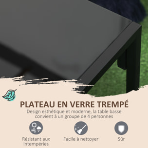 Salon de jardin 4 personnes – Ensemble complet – Table incluse
