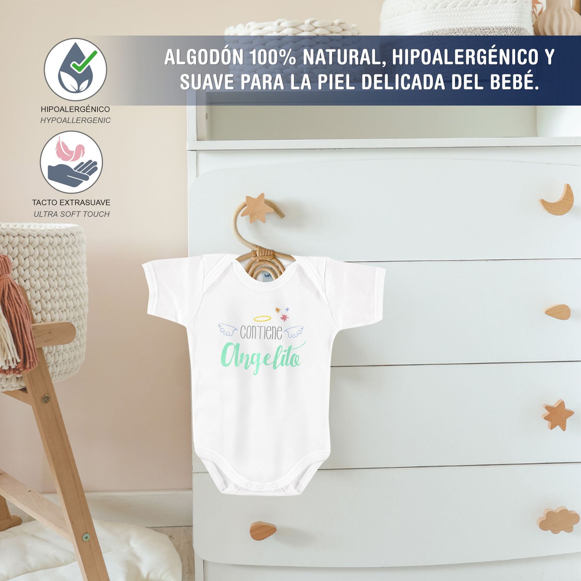 Body bebé frases manga corta hombro