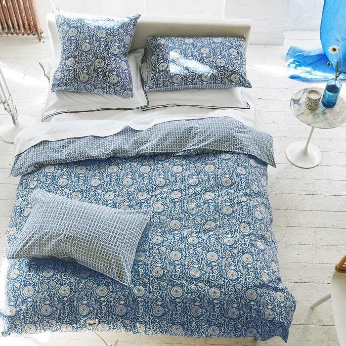 Housse de couette imprimée en percale de coton, SHAQUI PORCELAIN, Bleu Porcelain